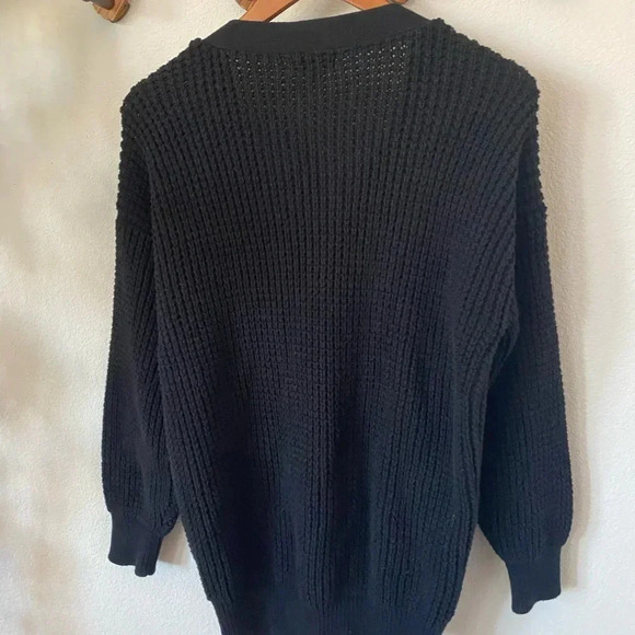 100% cotton Cardigan Black Knit Button Down Sweater - Picture 4 of 6